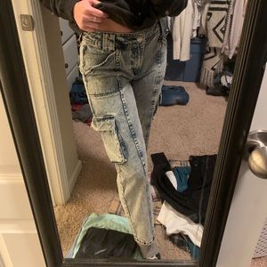 Wild Fable Acid Wash Cargo Jeans